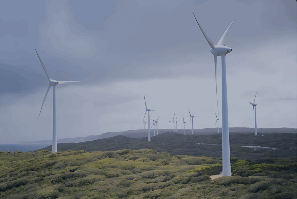 Wind turbines in renewable energy production.